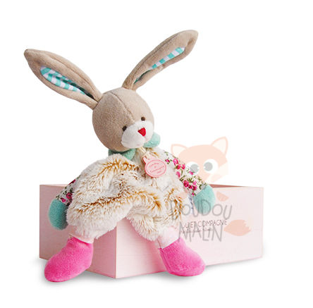  choupidoudou lapin rose vert fleur beige 